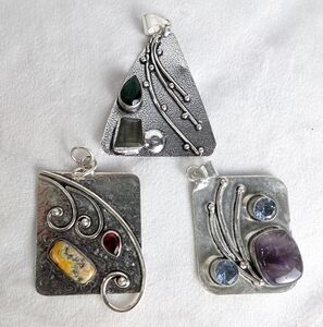 3 925 Silver Pendants With Gemstone Pendant Set
